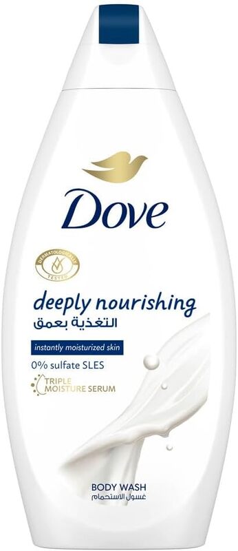 Dove Deeply Nourishing Body Wash, for instant moisturizing, Original, No Sulfates or Parabens, 500ml